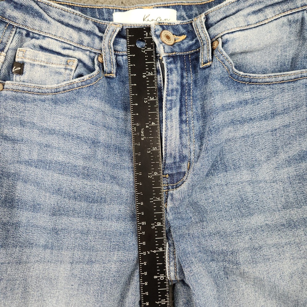 Women's High Rise Flare Leg Jeans Size 5/26 Light Wash Stretchy Blue Soft Denim - Picture 5 of 11